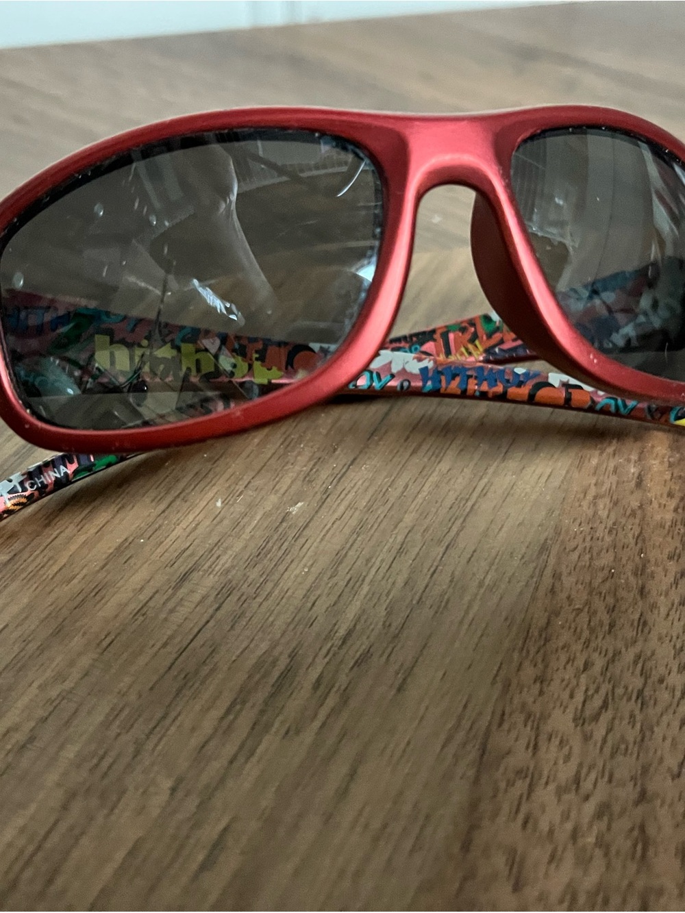 Kids Red Sunglasses | Age 6-10 | Graffiti Print Arms | UV Protection